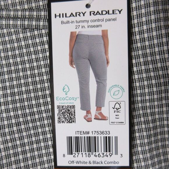 HILARY RADLEY Plaid Tummy Control Ankle Pants XXL (20) White Black Crop 2XL NWT - Picture 3 of 12